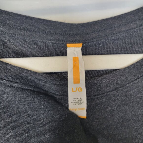 Lucy Women's Large Sweatshirt Top Gray Long Sleeve Graphic Woman Up - Picture 4 of 5